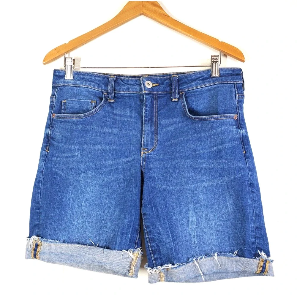 Anthropologie‎ PILCRO 30 Womens Denim Jean Shorts MID RISE SLIM Blue Cut-offs - Picture 9 of 9